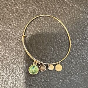 Alex and ani peridot stone charm gold metal charm bracelet
